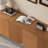 71'' Mid Century TV Console with 4 Cabinets, Solid Wood TV Stands for Living Room, Brown, Pre-assembled