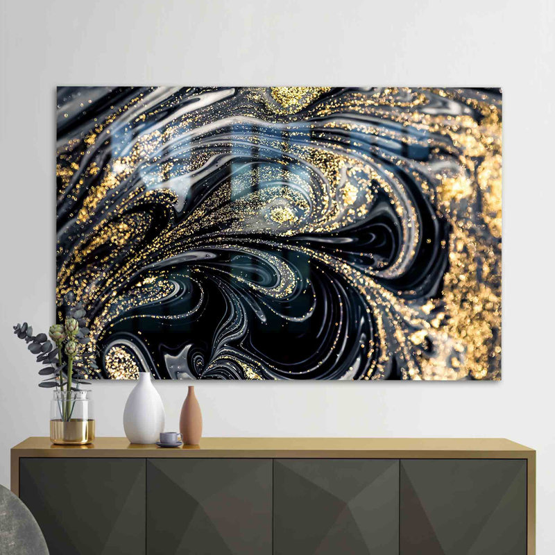 Art mural abstrait en verre moderne pour une décoration intérieure unique et un design intérieur élégant