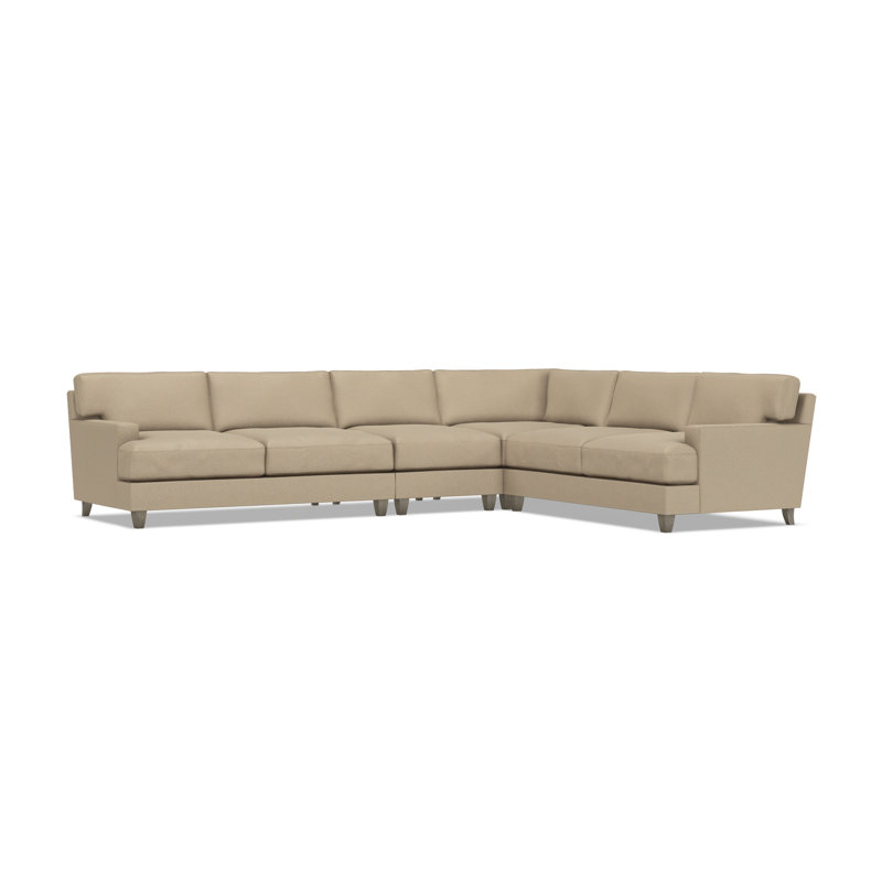 Mila Sectional, Tan Polyester, 33.5" H x 137" W x 107" D, Right Hand Facing