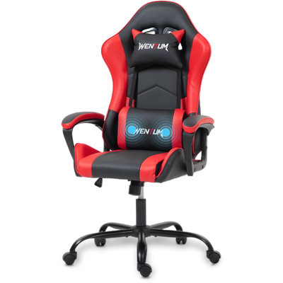 Ergonomic Gaming Chair Racing Style Office Chair, High-Back Computer Desk Chair with Adjustable Lumbar Support & Headrest, 360 Swivel Reclining PU Leather PC Gamer Chair for Adults,