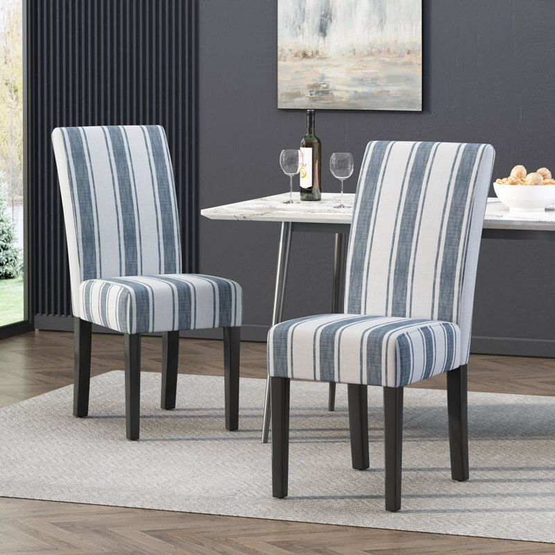 Chaises de salle à manger contemporaines - revêtement à motifs, pieds en bois d'hévéa et lignes épurées (ensemble de 2)