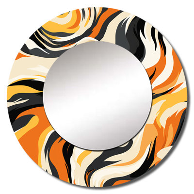 Rhyla Black And Beige Urban Zebra Fusion - animal print  Decorative Mirror, Black Wall Mirror, Printed Metal Art