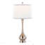 Lampe de table contemporaine 28,75 "en métal au fini nickel brossé et lin blanc avec bordure argentée de Grandview Gallery - ensemble de 2