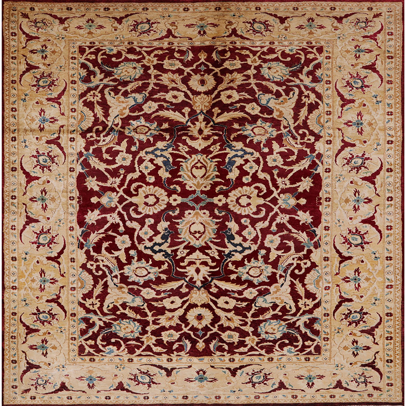 Tapis oriental rouge / beige Mohonk, Carré 8 pi