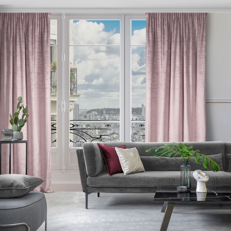 Baulch Blackout Curtains Single Panel, Rose