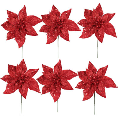 Poinsettia scintillant choisit un diamètre d'or de 8,5 po, décorations de Noël