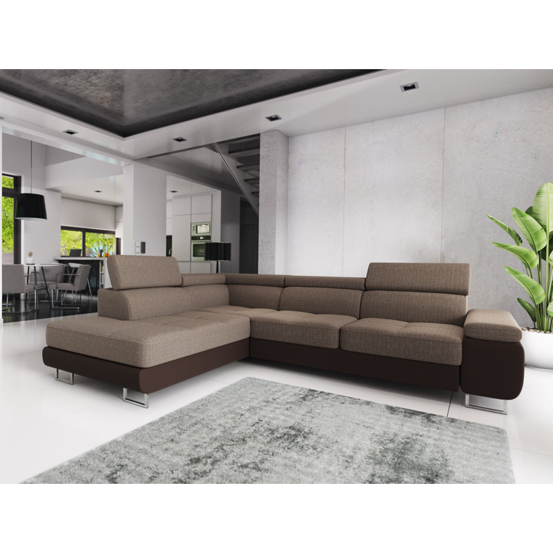 Darrlyn 3 Seater Corner Sectional, Beige/Brown - Kornet04/Dolaro33, Left -sided