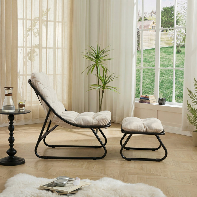 Fauteuil inclinable avec repose-pieds Sling, Blanc