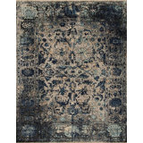 Shangri-La Hand Knotted Wool Area Rug in Blue/Gray/Beige