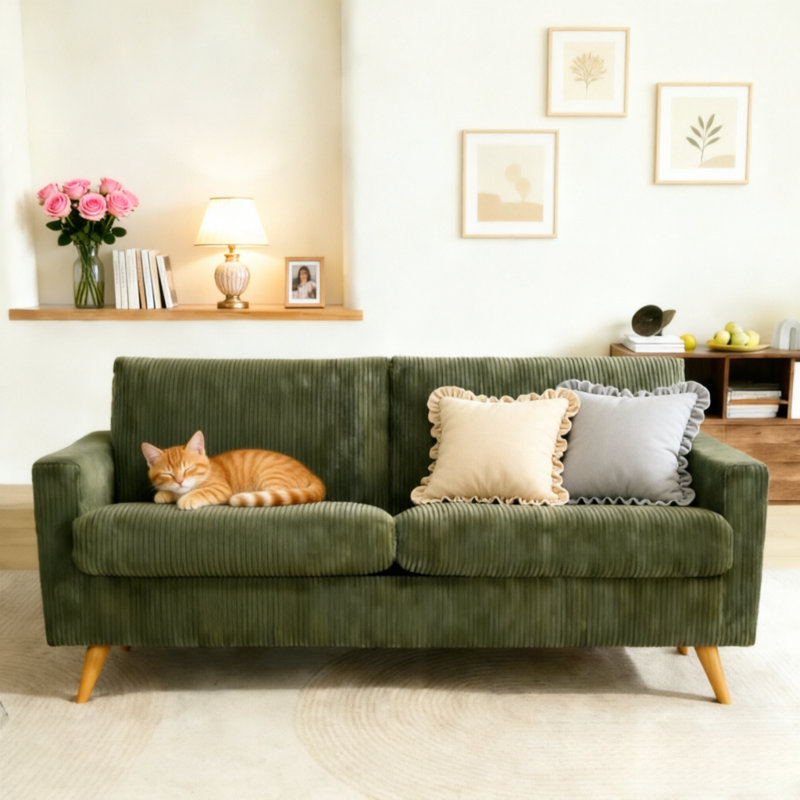 Canapé 68 po Mid Century Modern, Green