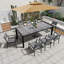 Table de salle à manger d'extérieur rectangulaire de 84 po L avec trou pour parasol et structure en aluminium  -2003037910-2003037929