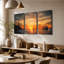 3 panneaux muraux, bateau de croisières, coucher de soleil, coucher de soleil, impression sur toile pour salon-496489258