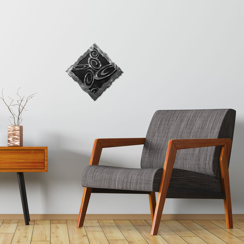 Artisan Handmade Abstract Wall Decor on Metal, Metallic Black
