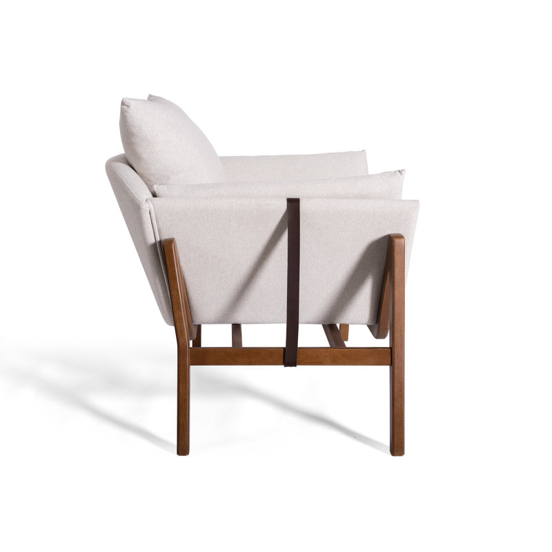Fauteuil Becca Living, Mélange de polyester gris, Brun