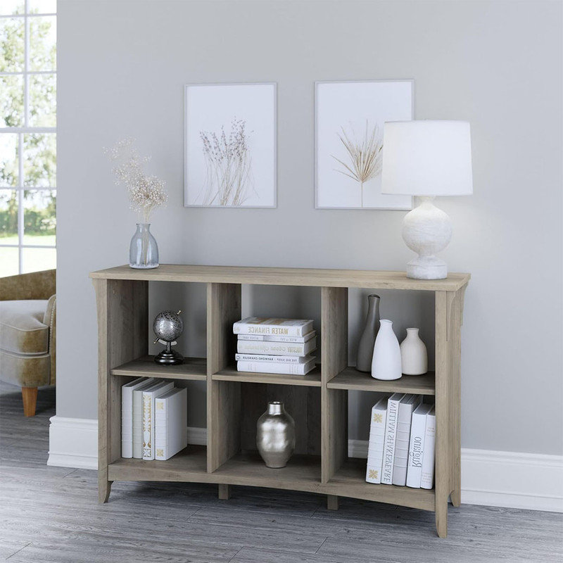 6 Cube Organizer in Driftwood Grey, Home Organizer with Open Shelving, Compact Unit for Books
