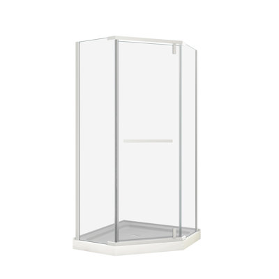 Pivot Sliding Shower Door, With 1/4" Tempered Glass , 34.75 In. X 72 In. Frameless Neo-Angle Pivot Shower Enclosure