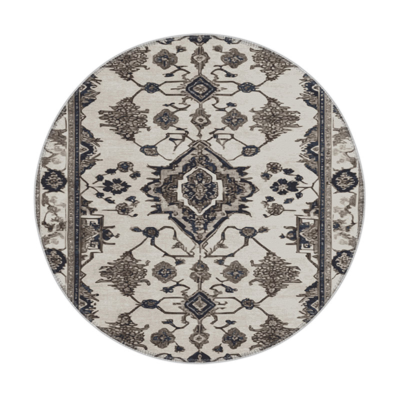 Persian Gray Indoor and Outdoor Area Rug, Round 5'