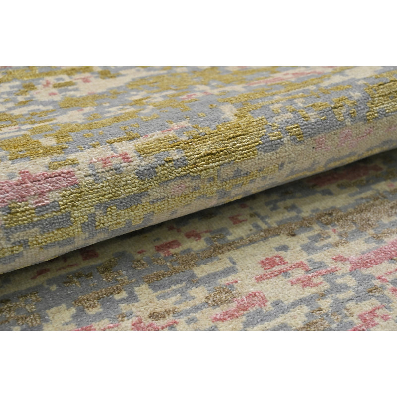 High-Quality Hand-Knotted Silver And Pink Area Rug