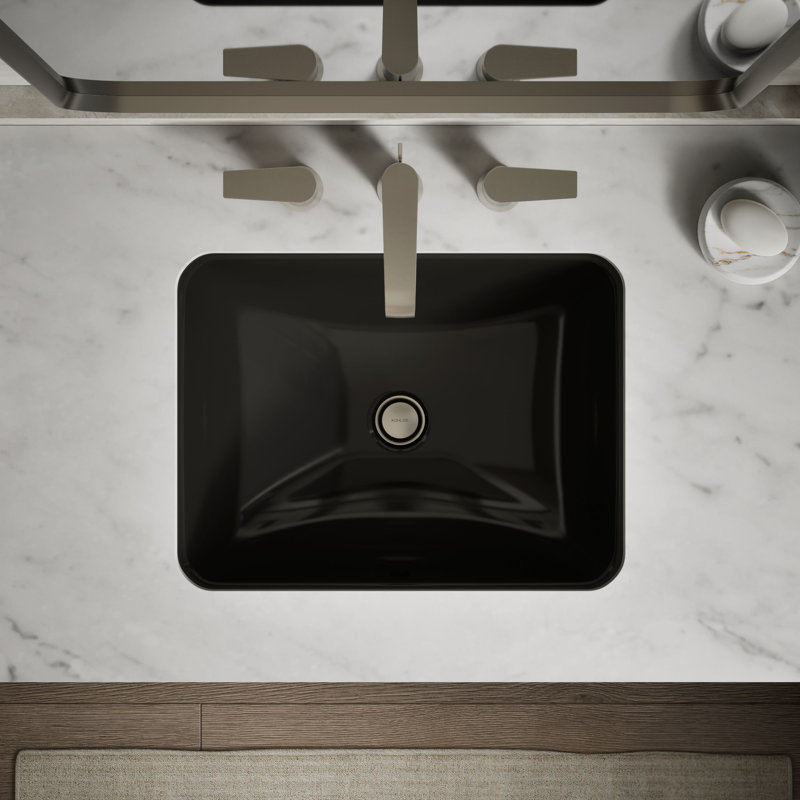Caxton™ Kohler Rectangle 20-1/4" Undermount Bathroom Sink with Overflow, Black Black™
