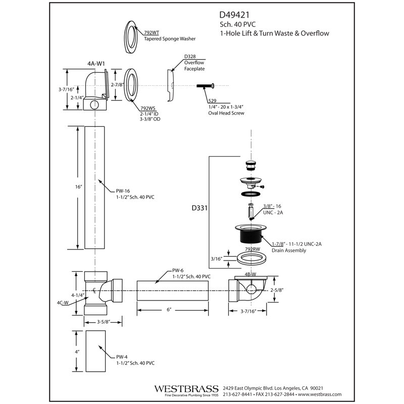 Ensemble de drain de baignoire en PVC 1-1 / 2 "x 12" avec trop-plein à deux trous avec trop-plein, Un trou, Acier inoxydable
