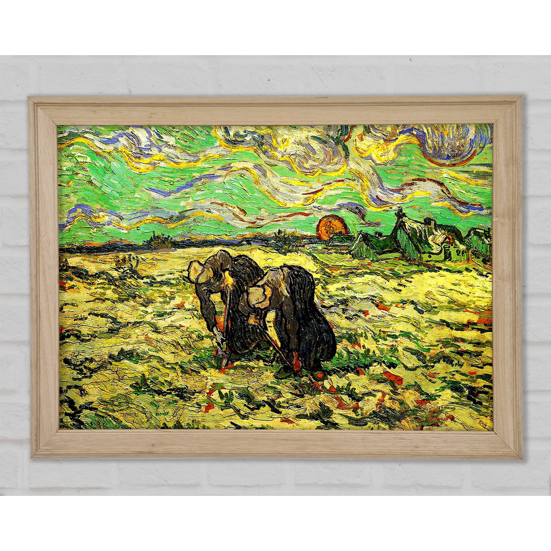 Zwei Bäuerinnen graben auf einem Feld mit Schnee von Van Gogh - Einzelne Bilderrahmen Kunstdrucke