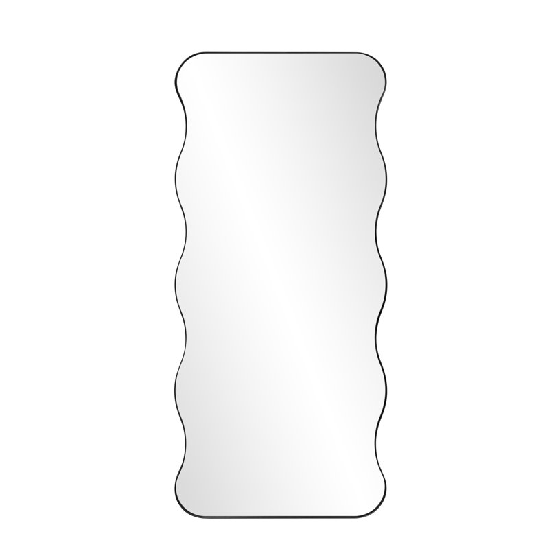 Shyfoy 80x180cm Full Length Mirror  Metal Framed Flat Wavy Floor Mirror Free Standing
