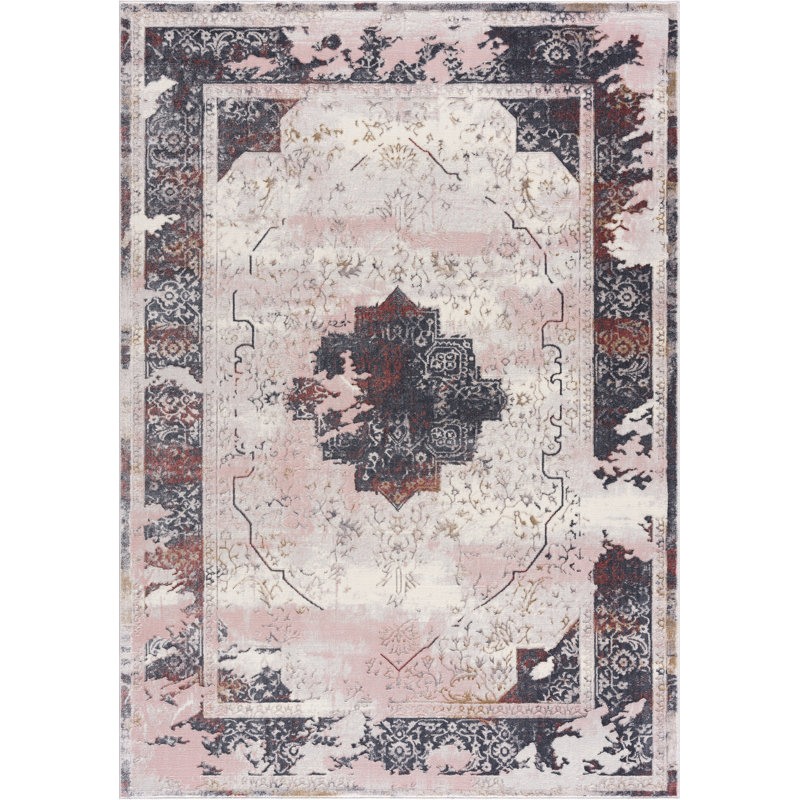 Tapis décoratif rose abstrait Tarpley, Rectangle 5 pi x 7 pi 6 po