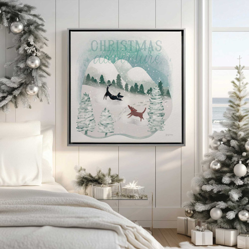 «Christmas Fun in Snow I», impression, H 12,75 po x l 12,75 po x P 1,75 po, Cadre noir