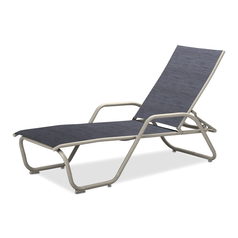 Outdoor Rust-Resistant Metal Chaise Lounge, Textured Warm Gray, Brooks