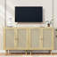 Armoire de rangement en rotin à 2 portes, console de buffet en bois avec tablettes pour le salon, le couloir, la cuisine, le chêne