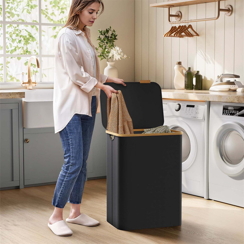 Bhargava Laundry Hamper with Handles, 70 x 52 x 38, Black