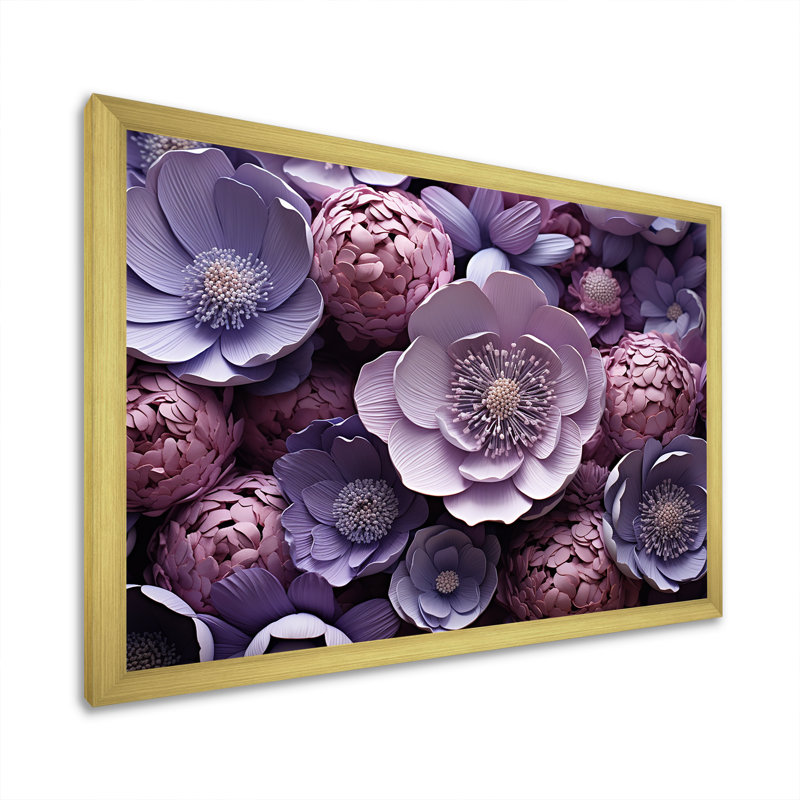 Buttercups Lavender sur toile, H 34 po x l 44 po x P 1,5 po, Cadre doré simple