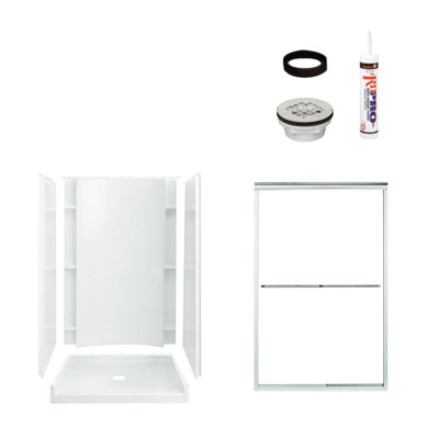 Cabine de douche rectangulaire avec cadre coulissant et base Accord 48 po x H 77 po Accord