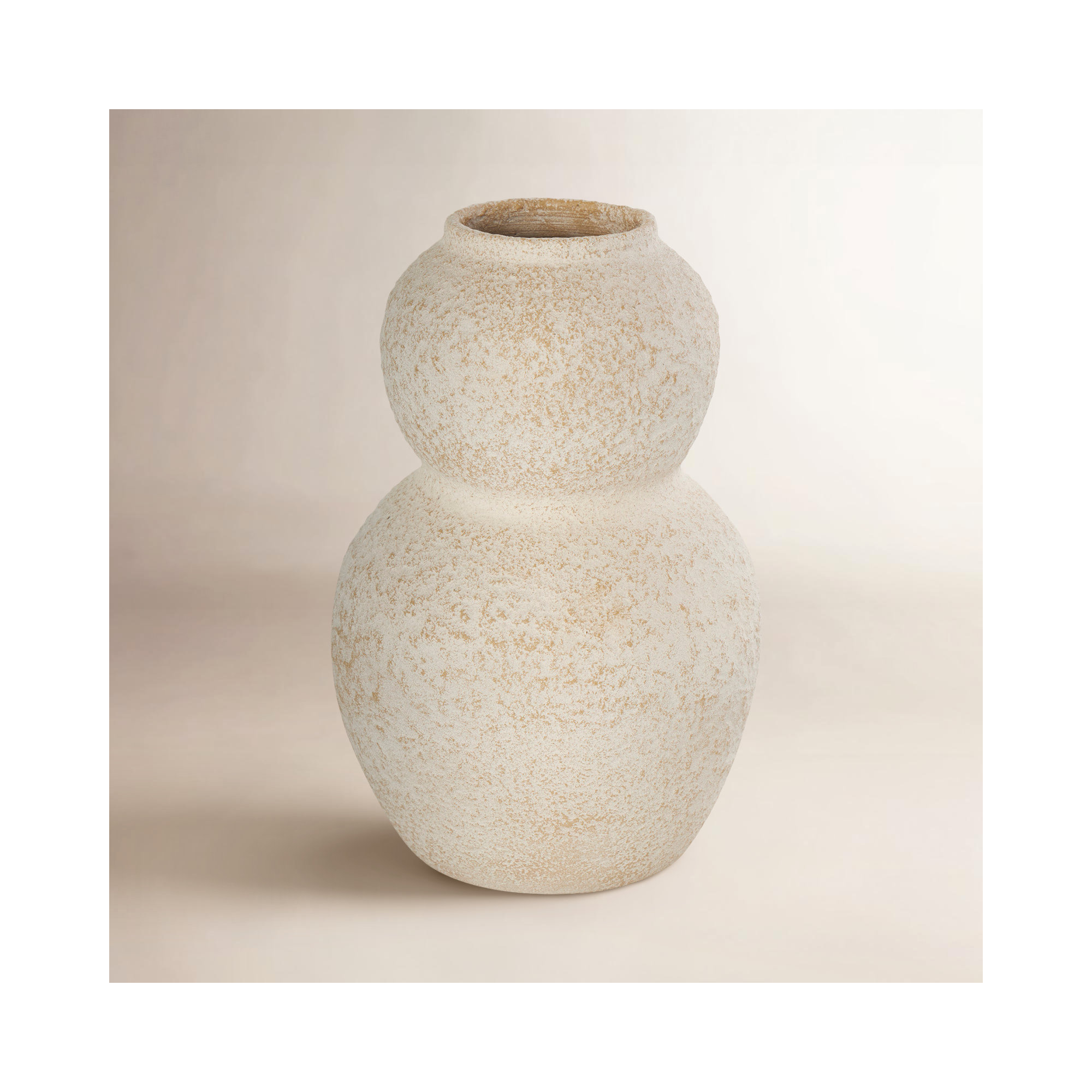 Ceramic Hourglass Textured Decorative Vase with Brown Distressing, Medium