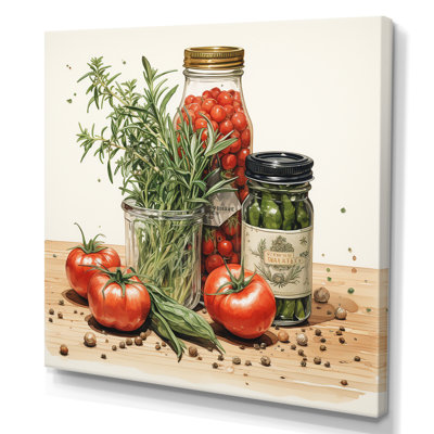 Ensemble d'herbes parfumées rouges et vertes I - épices, art mural