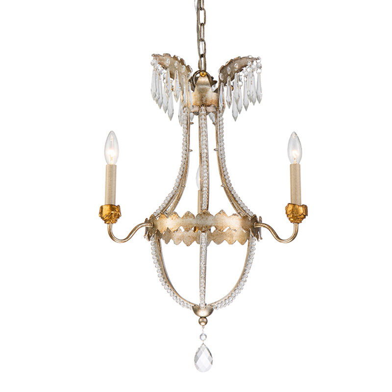 Harrellsville 3 Light Gold and Silver Empire Chandelier