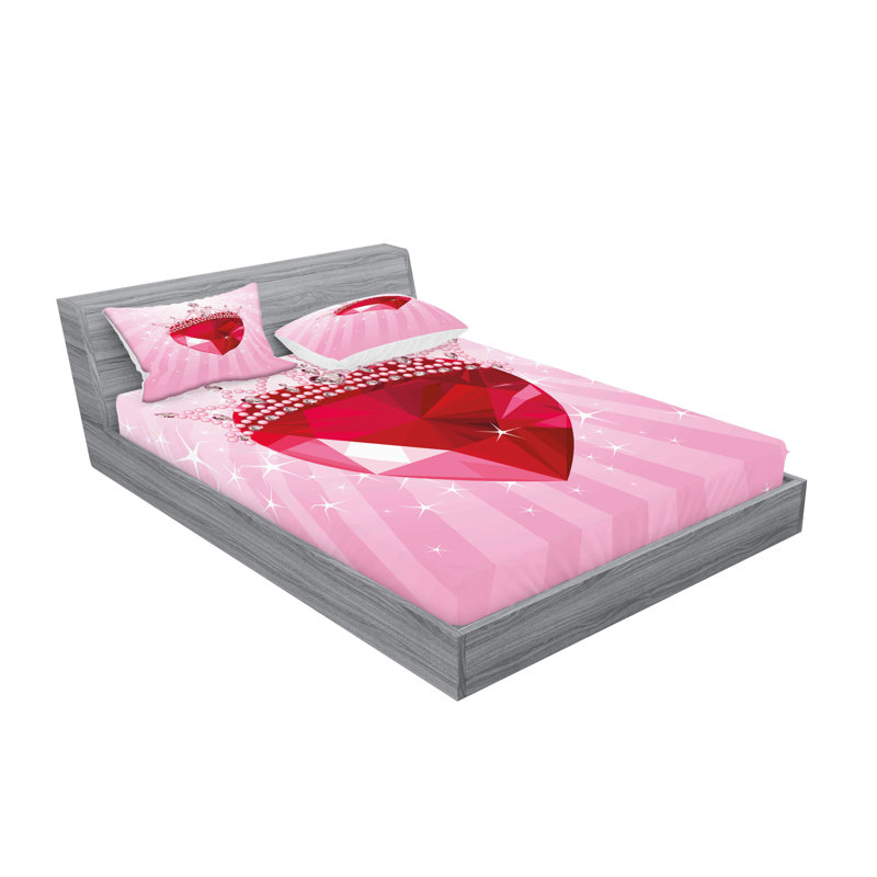Ensemble de draps et taies décoratives Ambesonne, rose rouge, Ensemble de draps pour très grand lit californien