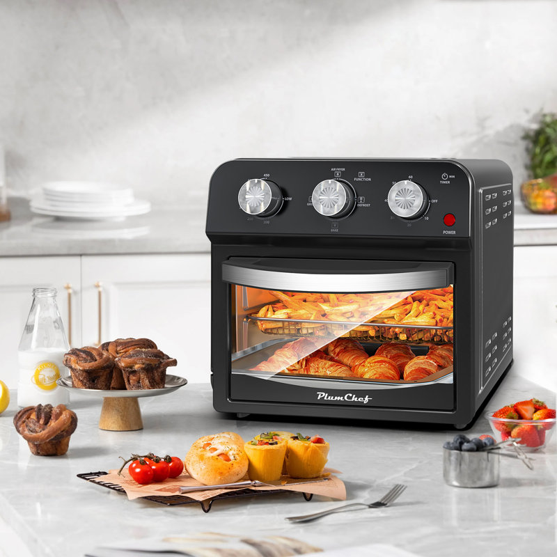 12.5 Quart Air Fryer Convection Toaster Oven, 1500W, 4 Cooking Modes, 7-in-1 Multifunction with Roast, Bake, Grill, Broil, Toast, Dehydrate, Defrost, Stainless Steel, Black
