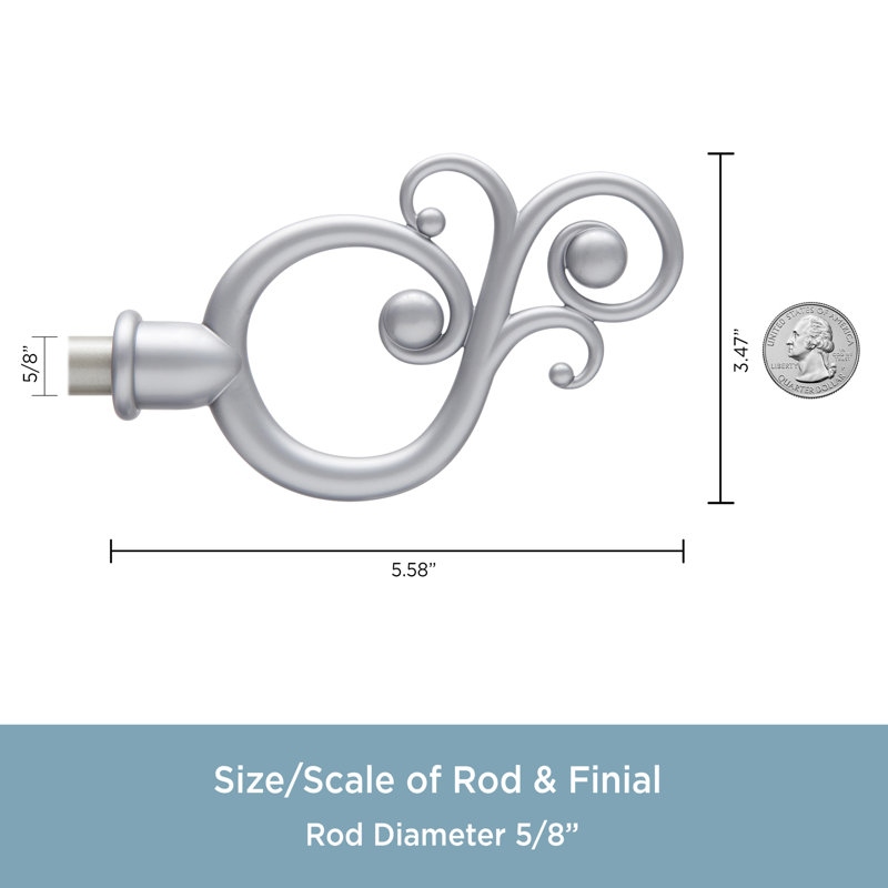 Andover Valencia 5/8" Double Curtain Rod, Satin Nickel, 28" - 48"
