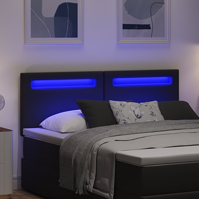 Headboard Plain Design Faux Leather, Black, 98cm H x 160cm W x 5cm D, European Kingsize (160 x 200 cm)