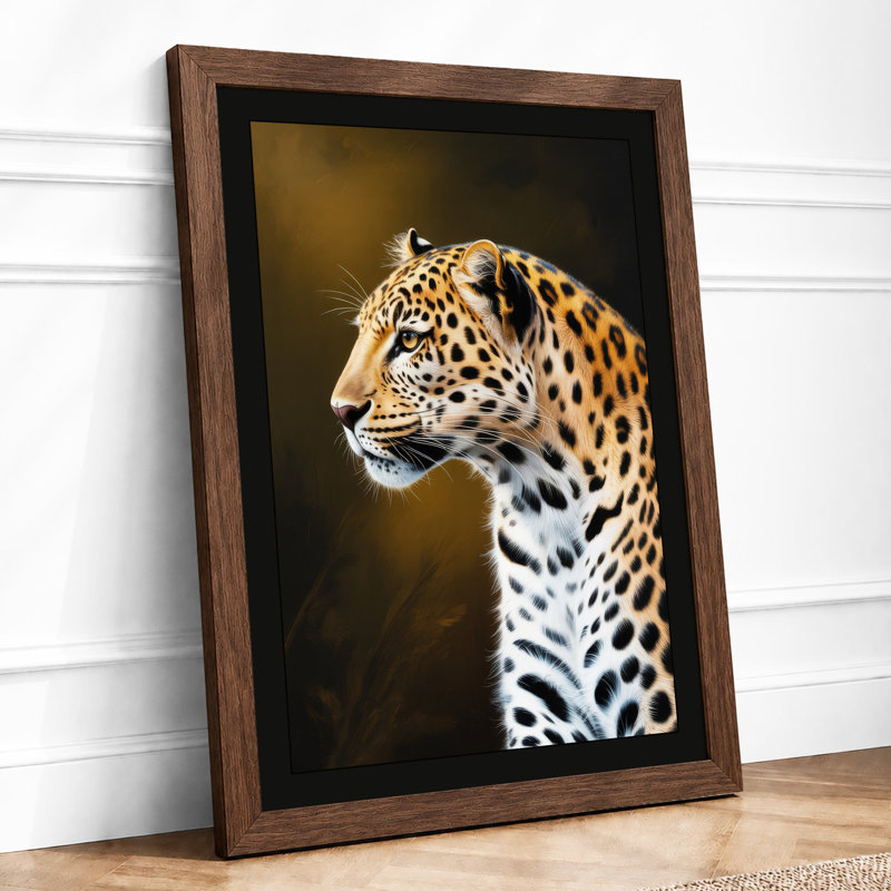 Leopard in Profile Modern - Framed Print, A1 - 84.1 x 59.4 cm, Walnut
