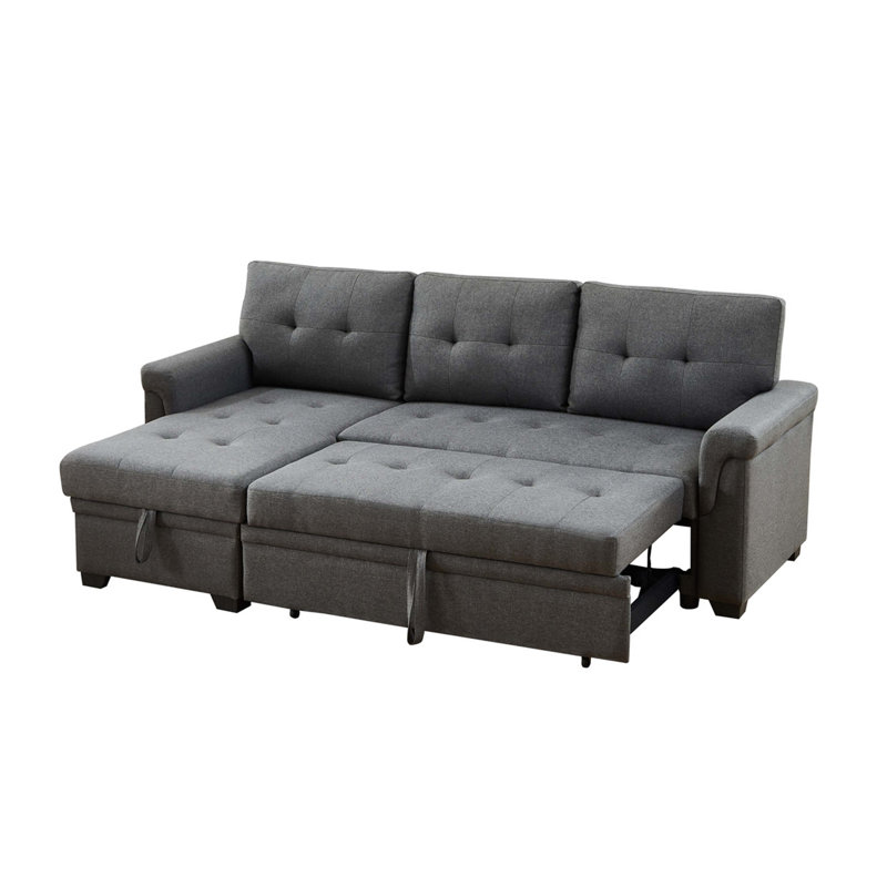 Sierra 84" Linen Reversible Sleeper Sectionals Sofa With Storage Chaise