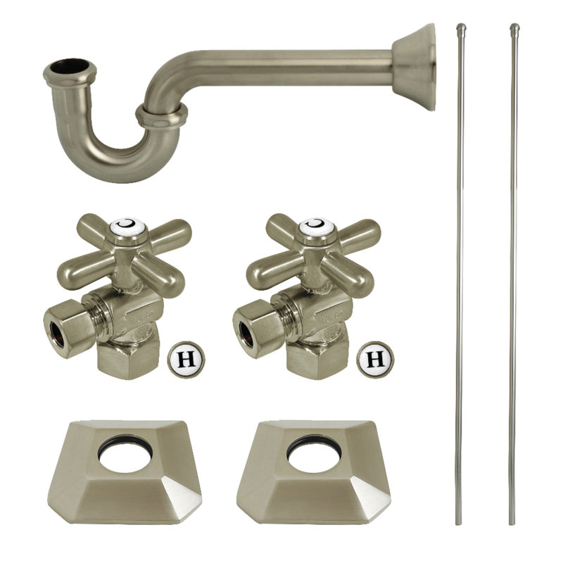 Kingston Brass Trapeze Modern Plumbing Sink Trim Kit With P-Trap, Brushed Nickel