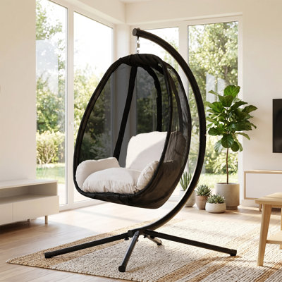 Fauteuil à œufs suspendu avec support et coussins moelleux