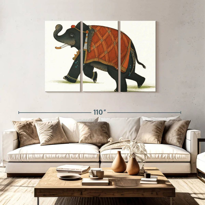 Brampt India Elephant II Light, 48" H x 74" W