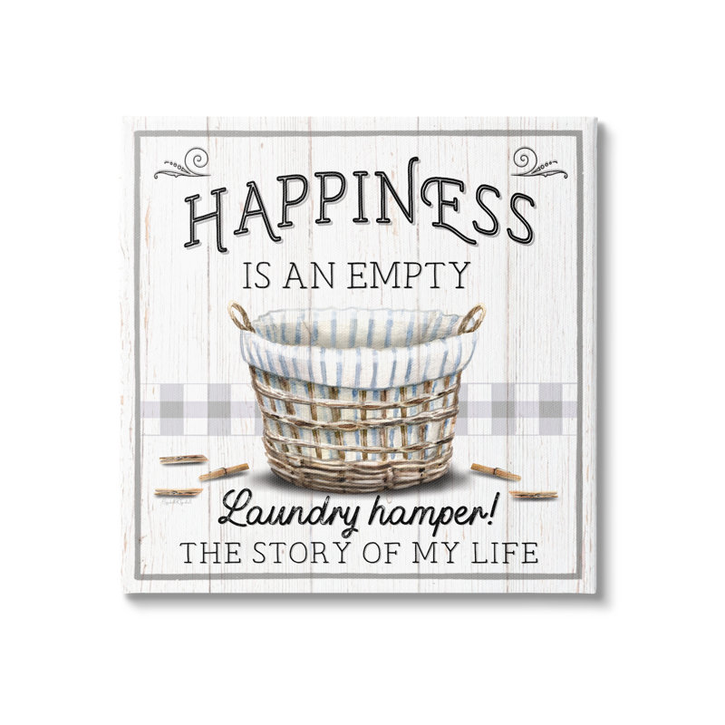 «Happiness is Empty Laundry Basket» par Elizabeth Tyndall, reproduction sur toile tendue, H 30 po x l 30 po x P 1,5 po