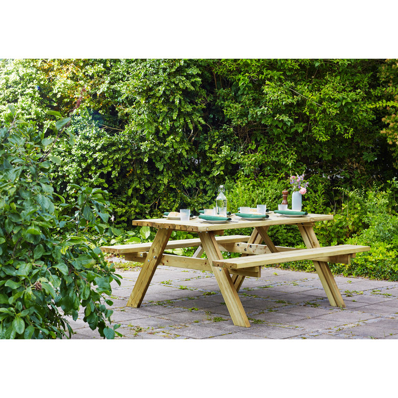 Aaliyah 6 - Person Wood Patio Dining Set with Rectangular Table, White