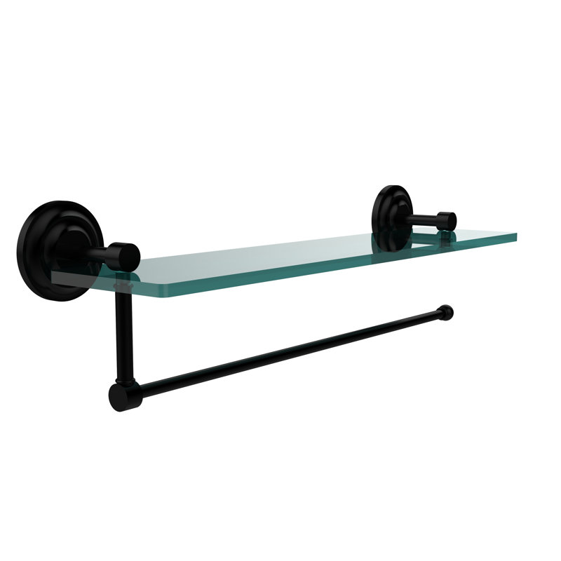 Support à tablette avec barre à serviettes Meira, Noir mat, 5" H x 22" W x 5" D