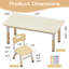 Ensemble de table et 4 chaises pour enfants, hauteur réglable, pour les enfants de 2 à 10 ans. Plateau de bureau de style graffiti, pieds antidérapants. Parfait pour la garderie, l'école ou la maison. Beige.