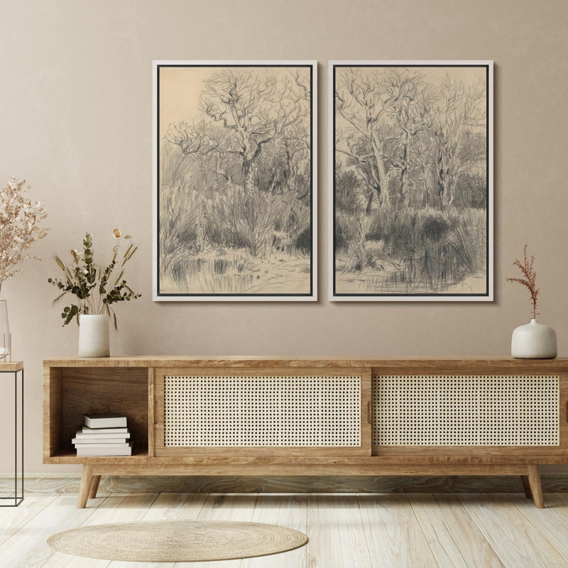 «Timeless Elegance Dual Majestic Trees», 2 pièces, Blanc, H 24 po x l 32 po